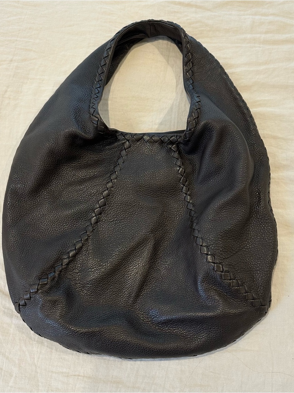 BOTTEGA VENETA Nero Washed Cervo Hobo Bag